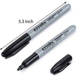 Ezzgol Permanent Markers Bulk, 300 Pack Fine Tip Black Permanent Markers, Waterproof Markers, Premium Smear Proof Pens, Quick Drying, Office Supplies for School, Office, Home