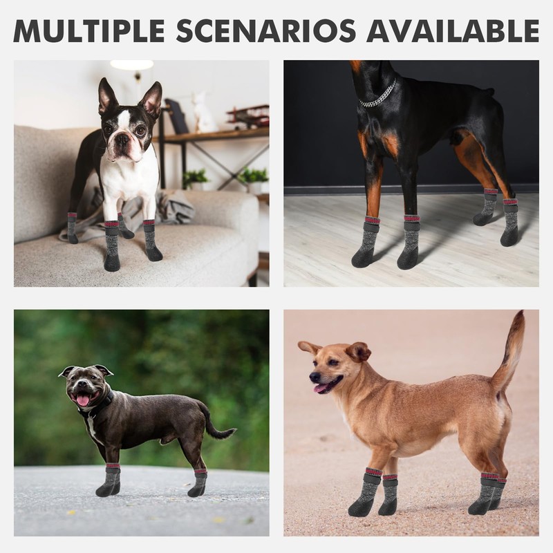 Mihachi Dog Socks Rubber Sole Paw Protectors with Straps Traction