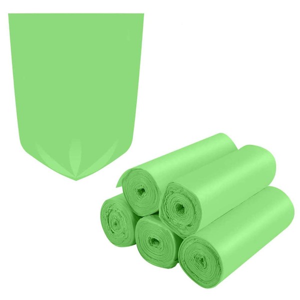 Bolsas de basura pequeñas de 1.2 galones, bolsas de basura inwaysin fuertes de 1 a 1.5 galones, 125 unidades, mini bolsas de basura biodegradables para baño, oficina, hogar, ajuste de 4.5 a 5 litros (5 rollos/verde)