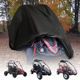 Large Go Kart Cover,2 Seater Go Kart Covers Waterproof 420D Oxford Go Cart Car Cover,75" L x 51" W x 51" H GO Kart Accessories for TrailMaster Coleman Baja Massimo Hammerhead Kandi