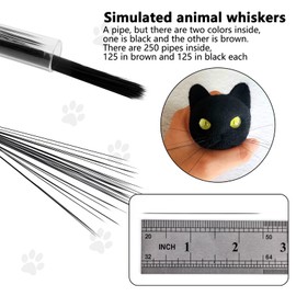 SoeKoa 250pcs Simulated Animal Whiskers for Crafts Needle Felting, Craft Animal Whiskers 3 Inches, Suitable for Muppet Whiskers (Black)