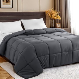 Rwlvpe Comforter Queen Size, All Season Duvet, Down Alternative Bedding Comforter (Dark Grey-29,90"x90")