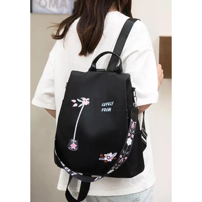 Colibrí alegre Mochila Oxford Impermeable, Con Bordados