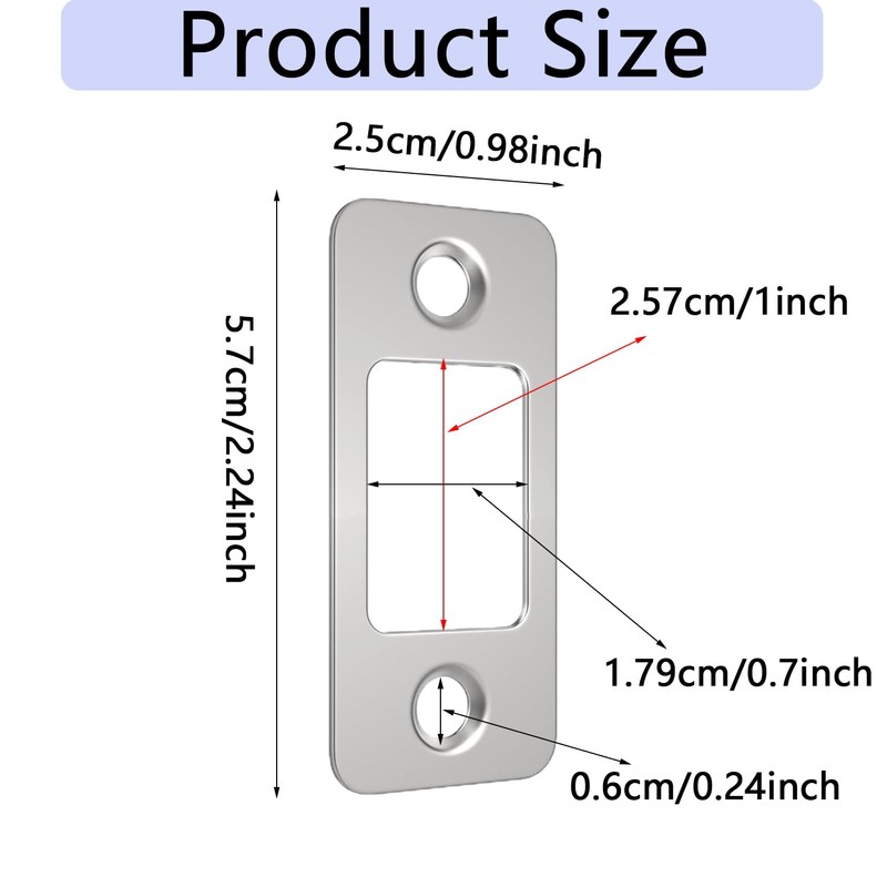 2 Pcs Round Corner Deadbolt Strike Plate, 1" X 2