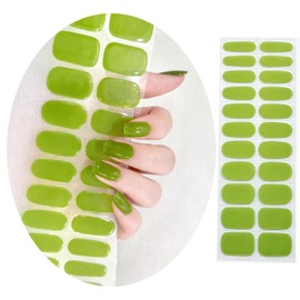 UUDDNN Semi Cured Gel Nail Strips,Solid,Secial,Works with Any UV/LED Nail Lamps,Pre-Cured,Salon-Quality,Wallet-Frendly,Long Lasting Nail Wraps, stickers (Green apple Jelly, Extra Long)