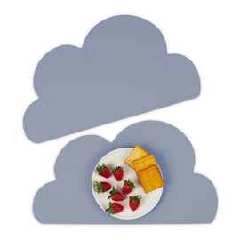 Relaxdays Children's Placemats, Set of 2, Cloud, Non-Slip, Washable, Place Mat for Baby, W x D: 47.5 x 26.5 cm, Dark Grey