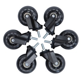 AFK Tech ShopSkates Creeper Caster Wheels | Set of 6 | Roller Blade Rubber | Heavy-Duty 2.5” casters | Replacement Hardware Included | 360 Degree No Noise (Black)