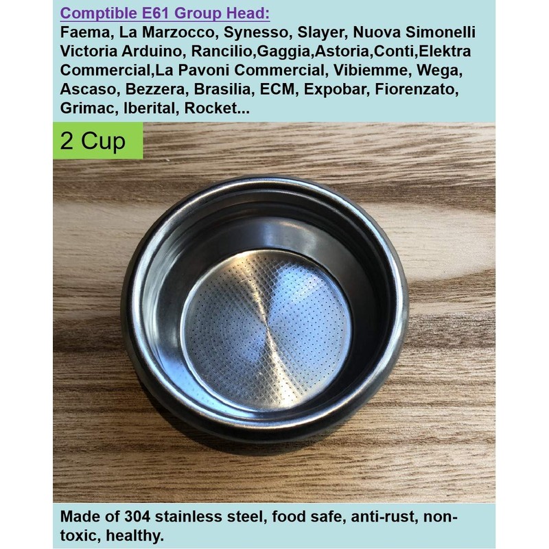 58mm E61 Precision Filter Ridged Basket Stainless Steel Portafilter Compatible