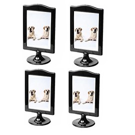 Pack of 4 Vertical Stand photo frame Double Sided Frame Each Frame Holds 2 Pictures 4x6 inch,Display Postcards,Tickets,Dog Photo Frame,Family Photo Frame,culture card Stand black