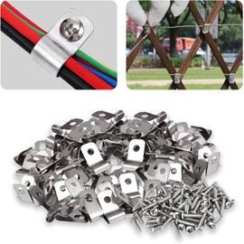 90 Pcs Fence Clips with Screws, Stainless Fence Wire Clamps with Screws, Wire Fence Clips Cattle Panel Clips for 12-16 Gauge Welded Wire to Wood, Metal or Vinyl Fence