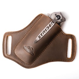 Topstache Handmade Leather Pocket Knife Sheath for Belt,EDC Belt Folding Knife Sheath for Man,Cross Draw Right Side Carry Open Top Knife Sheath for 5 inch Folding Knife,DarkBrown