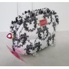 Betsey Johnson Large Cosmetic Bag Makeup Ruffle White Floral Bouquet