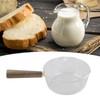 Glass Milk Pot with Wooden Handle V Shaped Spout Noodles