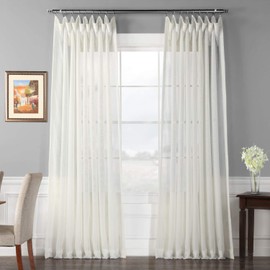 Half Price Drapes SHCH-VOL3-96-DLDW Signature Double Wide Sheer Curtain, Off White