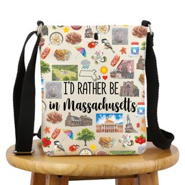 G2TUP Massachusetts State Gift I'd Rather Be In Massachusetts Crossbody Bag Massachusetts Travel Bag Massachusetts Tour Gift (In Massachusetts-x)