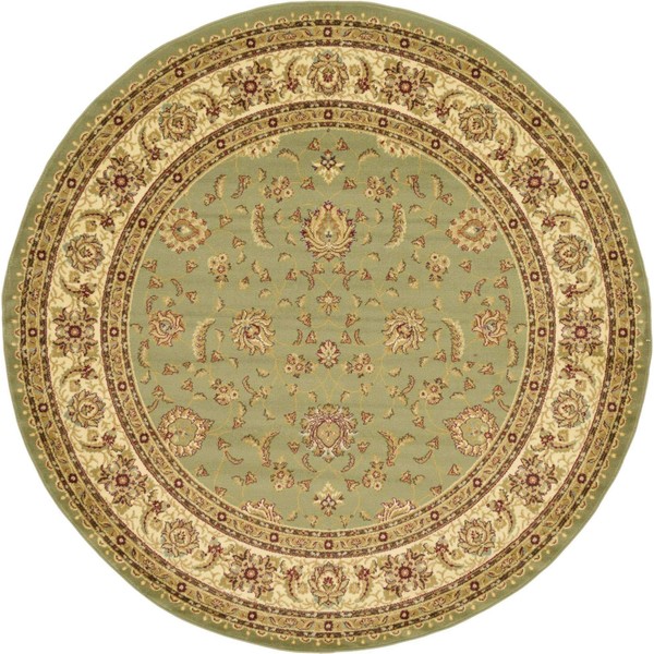 Unique Loom Voyage Collection Traditional Oriental Classic Intricate Design Area Rug, 7' 10" Round, Green/Cream