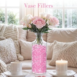 DOMESTAR Pink Fake Ice, 150PCS Acrylic Fake Diamonds, Plastic Crystals Gems, Vase Fillers DIY Craft Makeup Brush Rocks Wedding Party Table Centerpieces Scatter Valentines Day Decorations