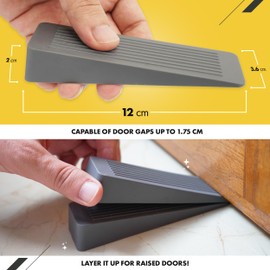 Rubber Door Stop 4 Pack, Door Stoppers for Floor, Door Stops Indoors, Door Wedge, Non-Slip Rubber Door Stopper, Door Wedges Indoors, Ideal for All Floor Types, Grey