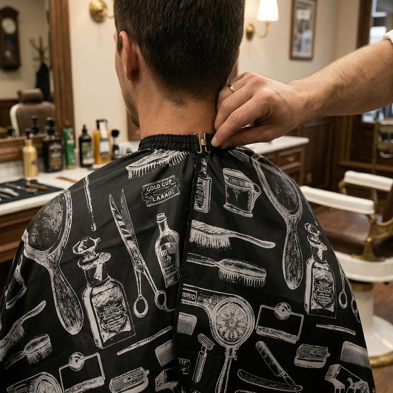 Capa de Peluquería con Cierre Ajustable y Cepillo para Cuello,