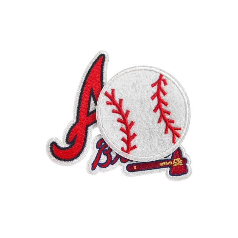 3Psc Atlanta Fans' Favorite Baseball Iron On Patches, for Jacket