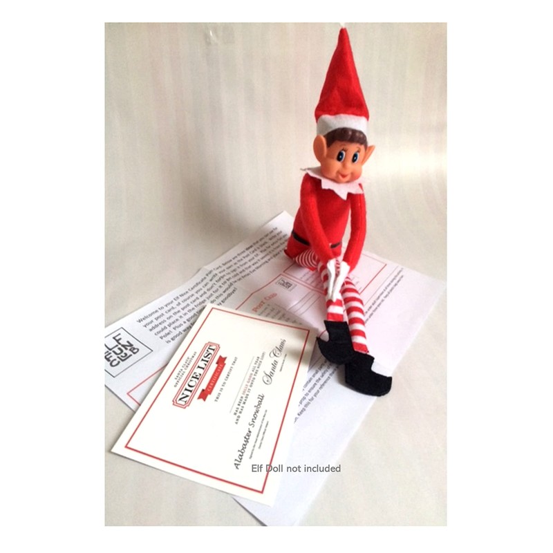 Elf says Goodbye with a Nice Certificate post card Prop