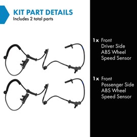 TRQ Front ABS Wheel Speed Sensor Set Compatible with 2014-2015 Dodge Durango Jeep Grand Cherokee