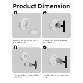 POOLHOUR Upgrade Pool Plug Removal Tool with Handle Grip, Durable Metal Eyeball Removal Tool for Above Ground and In-Ground Pool Spa Jets and Inlet Accessories (Black)