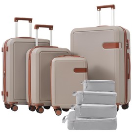 ROCKRAIN 4 Piece Lightweight Luggage Set: 16/20/24/28IN ABS Spinner Suitcases - Includes Compression Packing Cubes & TSA Lock - Expandable for Travel & Business Trips