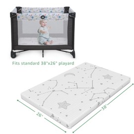 YENING Pack and Play Mattress Topper Baby Pack N Play Mattresses for Playpen and Playard with Washable Cover 38"x26"x1", 1 Pack Firm Foam