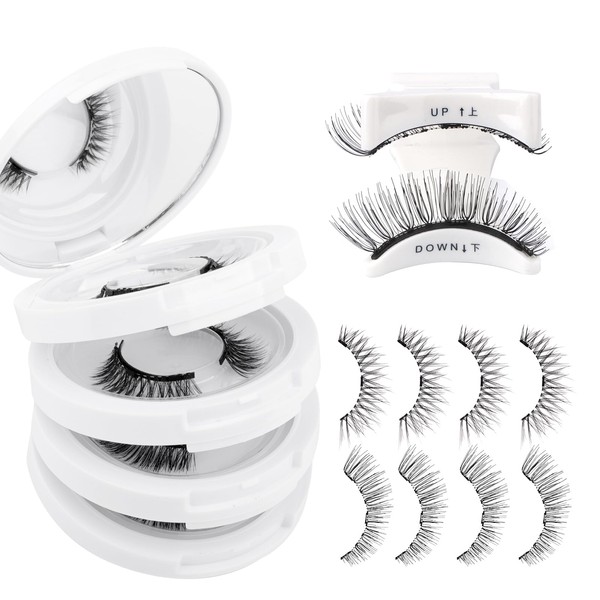 4-Pairs Magnetic Eyelashes Kit with Applicator: Natural Reusable Soft Waterproof
