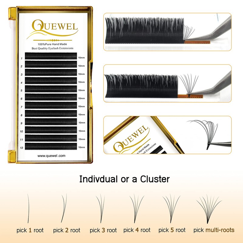 Fadlash 0.05-C - 10 mm Volume Eyelashes, Self-Fanning Eyelashes, 0.05