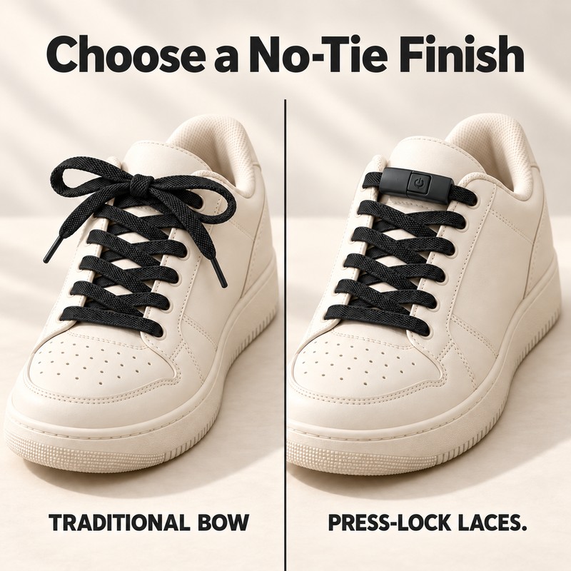 Elastic No-Tie Flat Shoelaces with Press-Lock Closure – Easy-On Sneaker