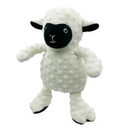 Pet Lou Dotty Friends Lamb Shaped Stuffed Dog Toy, 12-inches Height, White and Black, Squeak Toy, Plush, Pet Toys and Supplies