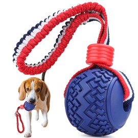 JAKPAK Dog Ball Interactive Tyre Dog Ball Rope Toy for Puppy Teething Chew Dogs Ball with Rope Kitten Dog Ball for Medium and Small Dog Ball with Rope for Tug of War, Training, Fetch(Blue)