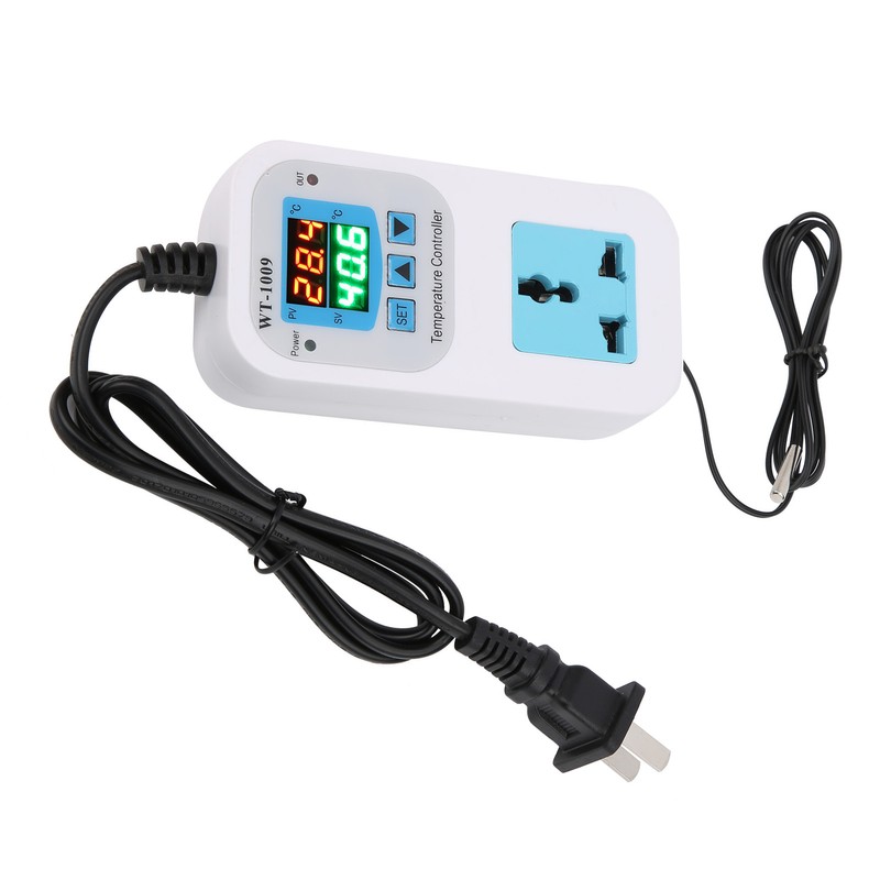 Temperature Controller Digital Dual Display Electronic Control Socket 10A WT‑1009