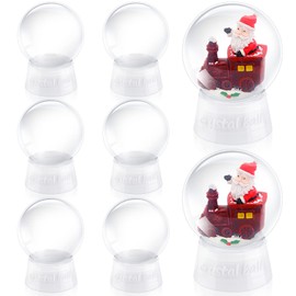 Mimorou 8 Pcs 4 Inch Plastic Snow Globes Clear Water Globes with Screw Off Cap DIY Snow Globes Water Globe Jar for DIY Crafts Home Decoration,Clear, White