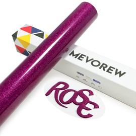 MEVOREW Glitter Puff Vinyl Heat Transfer 3D - Puff HTV Vinyl 12" x 5Ft Glitter Heat Transfer Vinyl for T-Shirt Clothes Compatible with Cricut Air or Maker (Rose Red, 12" x5Ft)