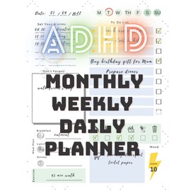 ADHD Monthly Weekly Daily Planner: Detailed Daily Planner with Weekly & Monthly Personal Organizer including 2022 Calendar, To-Do List, Habit Tracker, Monthly Results, Book and Movie Chart and more…