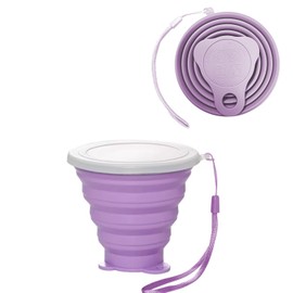 Intatikoo Silicone Collapsible Cups for Camping Travel,Small Portable Backpacking Camping Cup for Outdoor,Reusable Folding Travel Cup,270ml,Graduated(Purple)