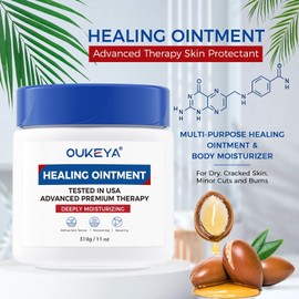 OUKEYA Bálsamo Hidratante para Piel Seca y Agrietada, 50 g Bálsamo multiusos, Ingredientes hidratantes, Piel seca, Manos secas, Labios secos, Zonas ásperas, Uso diario