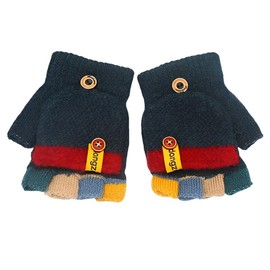 BIRLOZA Autumn and Winter Baby Warm Gloves Child Knitted Mittens 3-6 Years Old, black