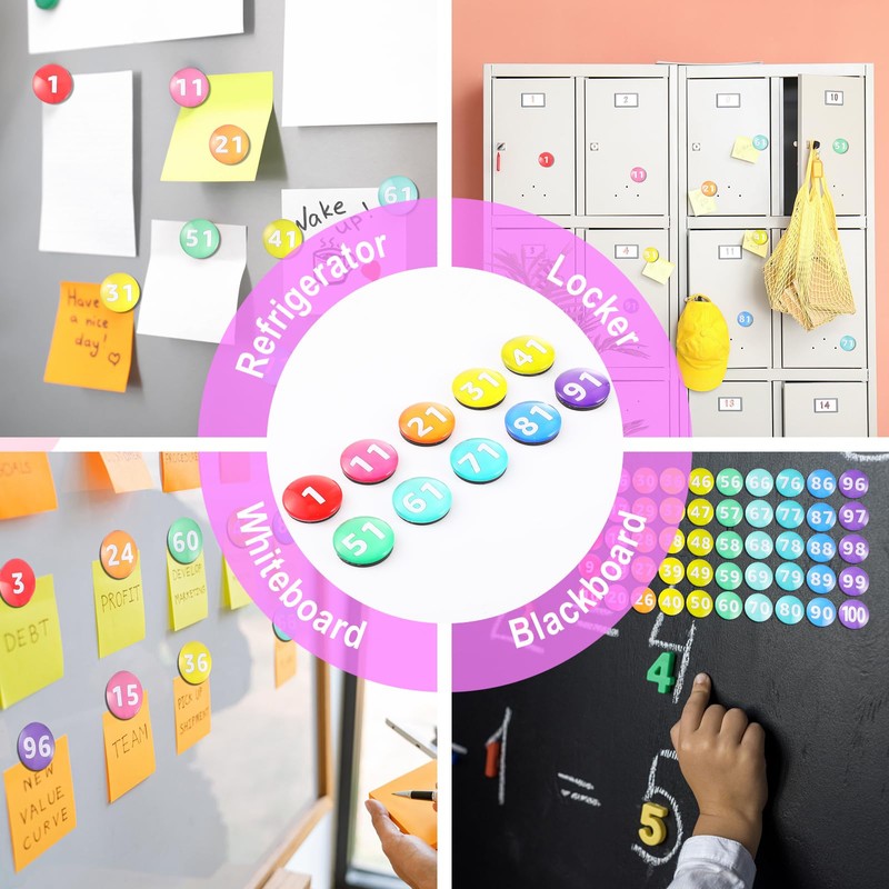 Tellegloww 1-100 0.98" Glass Magnetic Numbers for Whiteboard,Rainbow Color