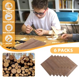 6 Pack Walnut Plywood 1/8,12x12x1/8inch,Thin 3mm Unfinished Plywood for Laser Cutting & Engraving,DIY Adult Craft Project Kits for Ornaments, Models Drawing,Wood Burning