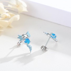 YueYuan Axolotl Stud Earrings for Women 925 Sterling Silver Pink Opal Axolotl Earrings Hypoallergenic Rose Gold Animal Jewelry for Mom Wife Daughter Mother's Day Birthday Anniversary