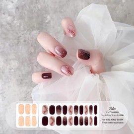 BIBII Gel Nail Seal, Curing Type, 24 Pieces, Just Stick Nail Parts, Gel Nail Design, Latest Winter Cherry Blossom Nail Seal, Petals, Nail Seal, Japanese Pattern, Gel Nail Marble Nail, French Nail