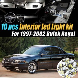10Pc Super White 6000k Car Interior LED Light Bulb Kit Pack Compatible with 1997-2001 Buick Regal
