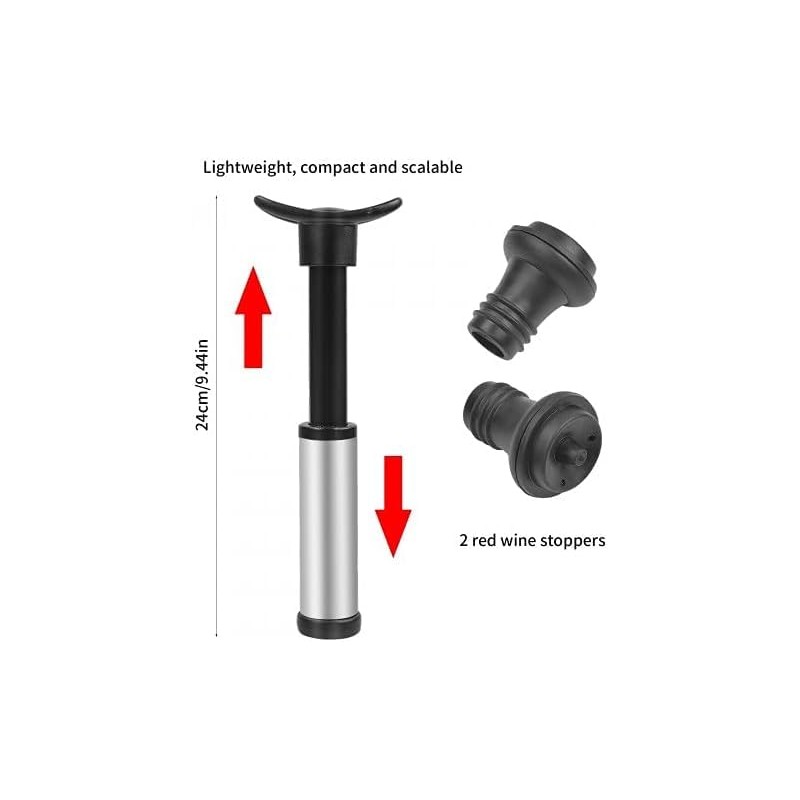 Wine Vacuum Pump & 2 Stoppers – Stainless Steel Wine