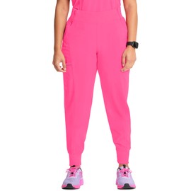 Infinity Cherokee Women's Scrub Jogger Pants Mid Rise with Moisture Wicking 360° Stretch Fabric Plus Size CK110A, 3XL, Carmine Pink