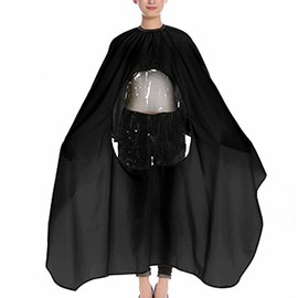 Professional Hair Cutting Cape Hairdressing Apron with Window, Black