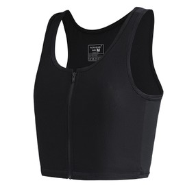 Wonababi Pane Shirt, Breathable Material, Half Tank Top, Comfortable Without Tightening, Ultra Slim Breast, Suppressing Your Bust, Stretchy, Non-See-through, Inner Black (Choose from Zipper or No